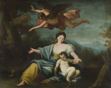 Maestro emiliano del XVIII secolo "Agar e l'angelo" cm. 93x115 - olio su tela...