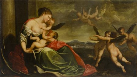 Pietro Liberi 1605-1687 "La speranza che nutre gli Amori" cm. 138x242 - olio...
