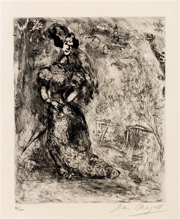 MARC CHAGALL (1887 - 1985) La fille Incisione a bulino, es. 81/100 29 x 23,5...