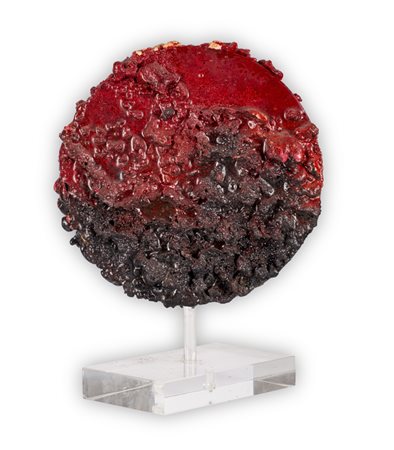 PAOLA ROMANO (1951)Luna sospesa rossa, 2011Polimaterico su tavola con...