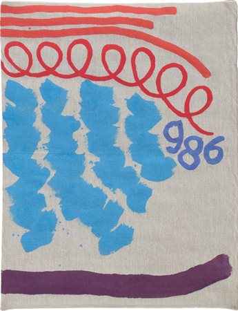 GIORGIO GRIFFA (1936-) Tre linee con arabesco 986 1993acrilico su tela cm...