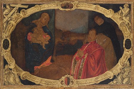 Scuola veneta del secolo XVIMadonna con Bambino e Doge entro finta...