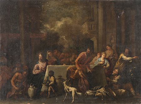 Scuola del secolo XVIIINozze di Canaolio su tela cm 55x75 (restauri)-EN18th...