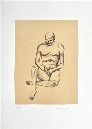 CARLO CARRA’, Nudo, 1961, Litografia a due colori, cm. 65×45,5, es. 109/125,...