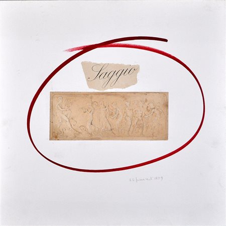 KIKI FRANCESCHI, Saggio, 1979, Tempera e collage su cartone, cm. 30x30, Firma...