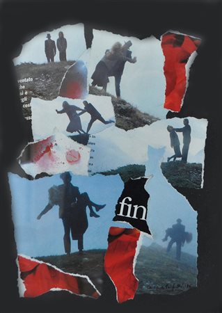 MICHELE PERFETTI, Fin, 1986, Collage su cartoncino, cm. 35x25, Firma e data...