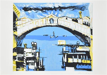 Brindisi Remo, Venezia. Ponte di Rialto serigrafia su carta, cm 50x70...