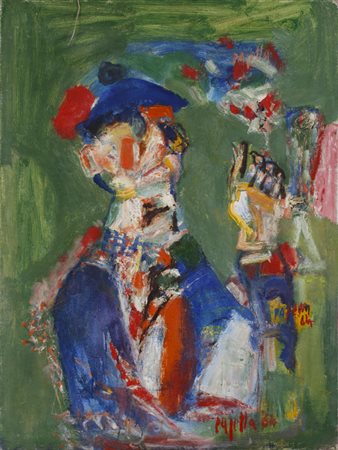 GUIDO PAJETTA (1898-1987)Autoritratto con berretto blu, 1964Olio su telacm...