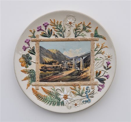 Souvenierteller „Franzensfeste“, um 1900;Keramik bemalt, Ansicht...