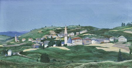 Karl Pferschy (Deutschlandsberg 1888 – Bozen 1930) Dorf im Trentino;Öl auf...