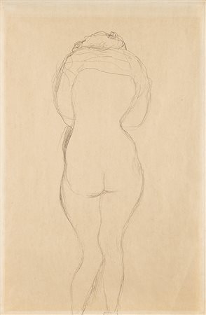 Gustav Klimt (Baumgarten 1862 - Vienna 1918)"Rückenhalbakt" 1911-12 ca.matita...