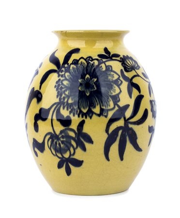 MELANDRI FOCACCIA - FAENZA Vaso in ceramica con decori floreali, Anni ‘30...