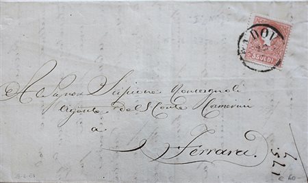 Lombardo Veneto 1858- num. 25 su busta Prezzo di catalogo : 175 €