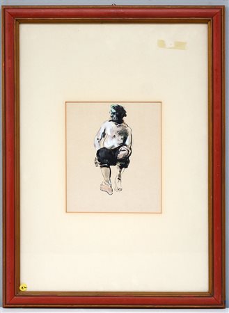 Ambrosini "Figura maschile" 1977 tecnica mista su carta (cm 21x17) firmato e...