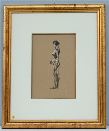Ambrosini "Nudo" tecnica mista su carta (cm 31x20). In cornice