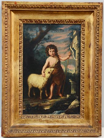 Ignoto, da Murillo "San Giovannino" olio su tavola (cm 28x18). In cornice