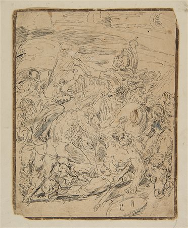 Raymond Lafage (Lisle-Sur-Tarn 1656 - Lione 1684) (attr.) "Battaglia" penna e...