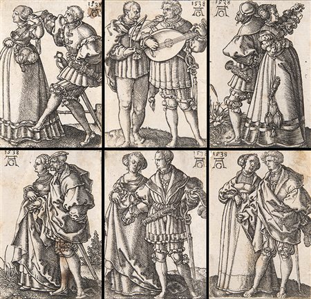 Heinrich Aldegrever (Paderborn 1502 - Soest 1560)Gruppo di sei incisioni...
