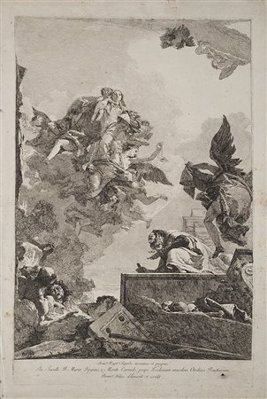 Giandomenico Tiepolo (Zianigo 1727 - Venezia 1804)Apparizione della Vergine a...