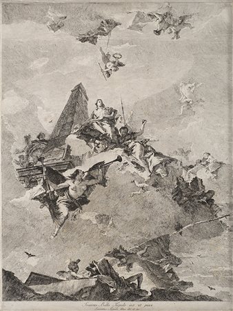 Lorenzo Tiepolo (Venezia 1736 - Madrid 1776)Monumento alla gloria degli eroi,...