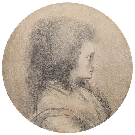 Augustin De St. Aubin (Parigi 1736 - 1807)(attr.)Profilo di donnaMatita nera...
