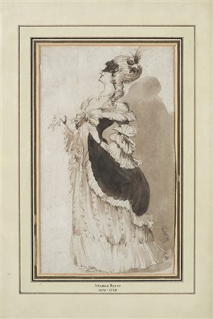 Artista del secolo XVIII, ambito di Marco RicciRitratto caricaturale di donna...