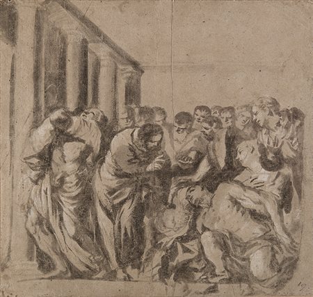 Artista veneto del secolo XVIIMiracolo di CristoPennello, acquerello bruno e...