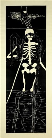 PALADINO MIMMO (n. 1948) Suite Atlantico I - Skeleton. 1987. Linoleografia....