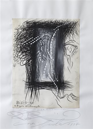 PIETRO BISIO (1932)Figura esistenziale…, 1997Tecnica mista su cartoncino...