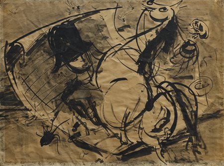 LUIGI SPAZZAPAN (1889-1958)Composizione con cavallo, 1937China su carta cm...