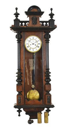 Orologio regolatore suoneria delle ore su gong, completo di pesi altezza cm...