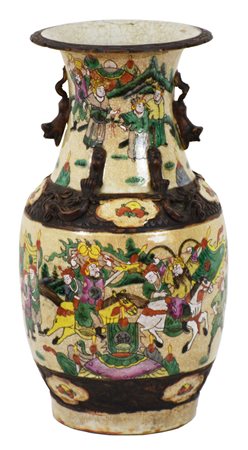 Vaso cinese in porcellana Canton decorato con scene di battaglia altezza cm...