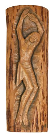 Moroder Guido Christus Crocifisso scultura in legno, cm 70x24 sul retro:...