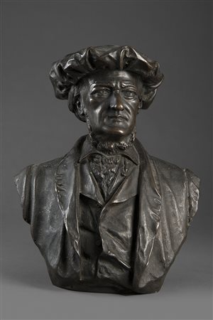Costantino Pandiani (Milano 1837 - 1922)"Wagner"scultura in bronzo (h cm...