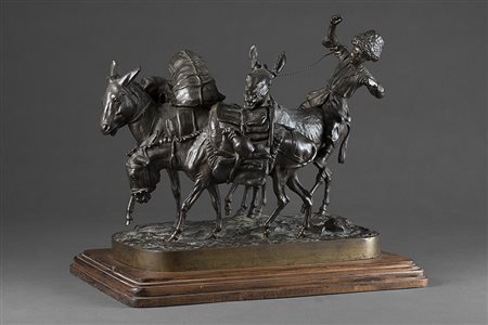 Eugene Lanceray (Pavlovsk 1875 - Mosca 1946)"Giovane cosacco" scultura in...