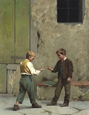 Giulio Del Torre (Romans d'Isonzo - Gorizia 1856 - 1932)(Attribuito)"Il gioco...