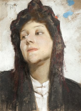 Arnaldo Ferraguti (Ferrara 1862 - Forlì 1925)"Ritratto femminile"...