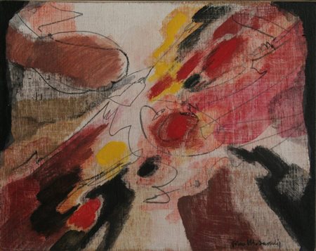 Gino Morandis, Senza Titolo, 1960 Acrilico su tavola 18x25 cm Firma in basso...