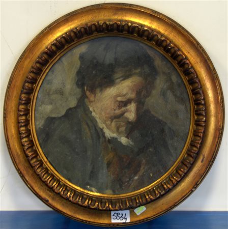 Cesare Ciani (Firenze 1854 - 1925)"Ritratto della madre" olio su cartoncino...