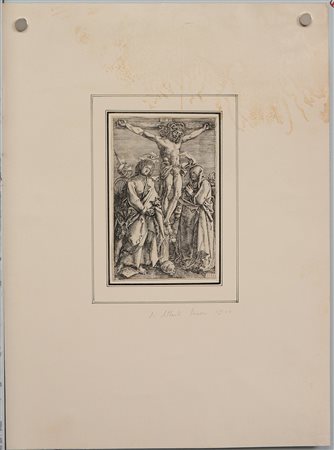Copia da Albrecht Durer "La crocifissione" bulino applicato su cartoncino (mm...