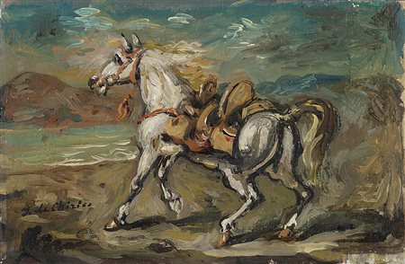 Giorgio de Chirico (Volos 1888 - Roma 1978)"Cavallo orientale su una...