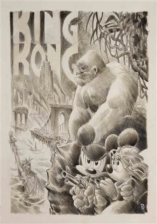 PAOLO MOTTURA (1968) King Kong Tecnica mista su carta 50 x 35 cm Siglata in...
