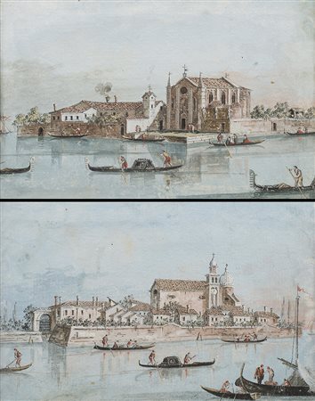 Giacomo Guardi (Venezia 1764 - 1835)Veduta dell'Isola della CertosaTempera ed...