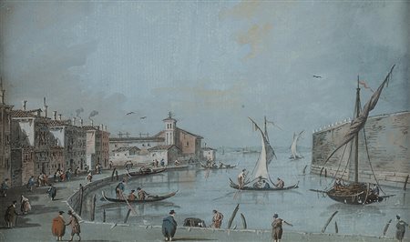 Giacomo Guardi (Venezia 1764 - 1835)Veduta dell'Isola di Santa ChiaraTempera...