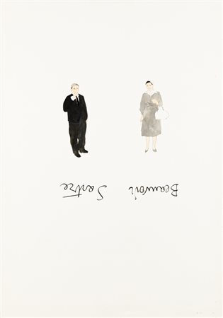 GIANFRANCO NOTARGIACOMO (1945)Sartre e Beauvoir, 1976Tecnica mista su cartacm...