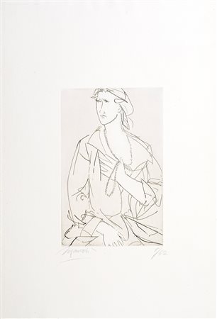 Giacomo Manzù, Ritratto di donna Acquaforte/Acquatinta, cm 50x35