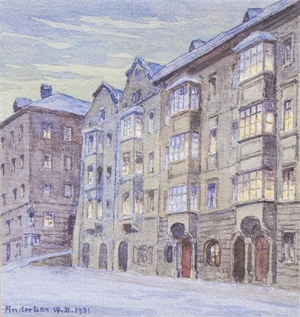 Gotthard an der Lan (Innsbruck 1872 – 1934), Häuserfront vor der...