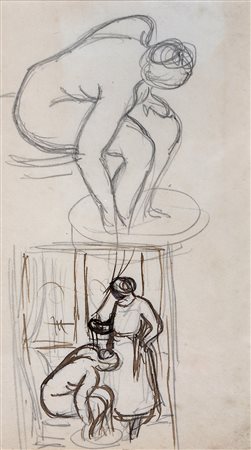Tozzi Mario china e matita 9x6,8 Studio di donne 1927 archivio Tozzi