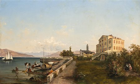 Ambrogio Fermini (Cernusco Sul Naviglio 1811 - Milano 1883)"Scorcio del Lago...