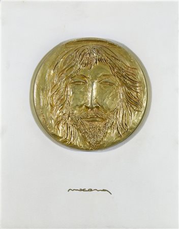 Antonio Nocera 1949 "Cristo" diam. cm. 24 - bassorilievo in bronzo dorato...